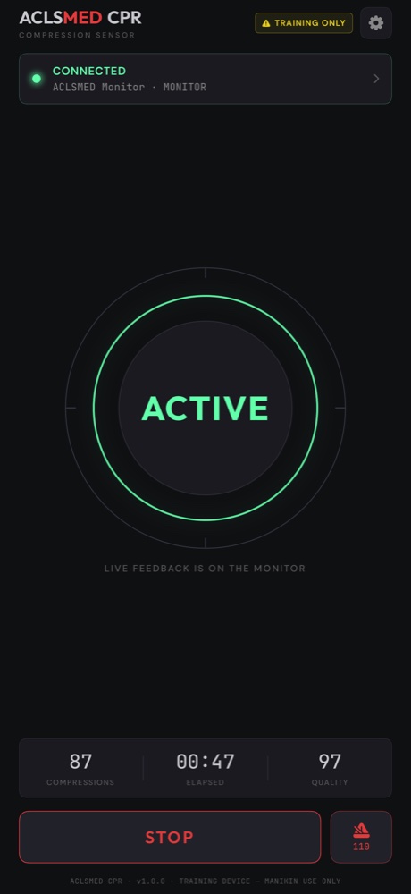 ACLSMED™ CPR active state on iPhone